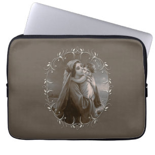 Vintage Madonna und Kind mit Silberrahmen Laptopschutzhülle