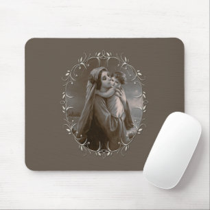 Vintage Madonna und Kind mit Silberrahmen Mousepad