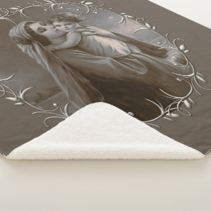 Vintage Madonna und Kind mit Silberrahmen Sherpadecke