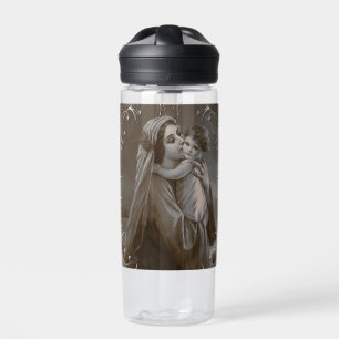 Vintage Madonna und Kind mit Silberrahmen Trinkflasche