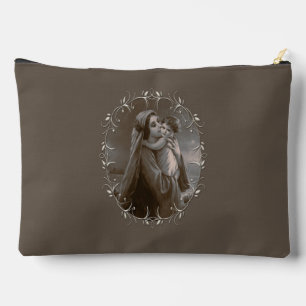 Vintage Madonna und Kind mit Silberrahmen Zubehörtasche