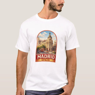 Vintage Madrid Spain Travel Poster Style Design T-Shirt
