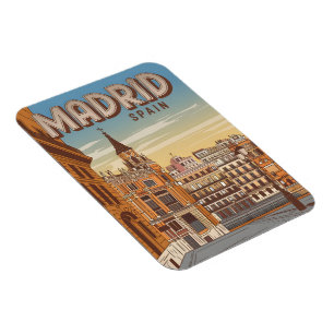 Vintage Madrid Spanien Himmel Ansicht Souvenirs, G Magnet