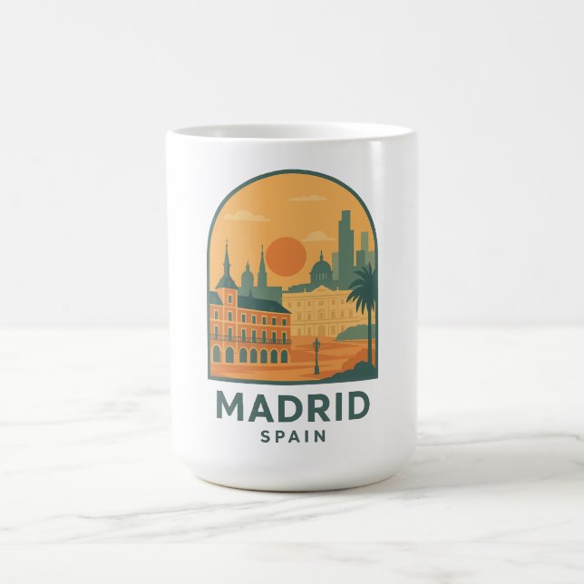 Vintage Madrid Spanien Reise – Retro Stadt Kaffeetasse (Mittel)