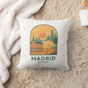 Vintage Madrid Spanien Reise – Retro Stadt Kissen