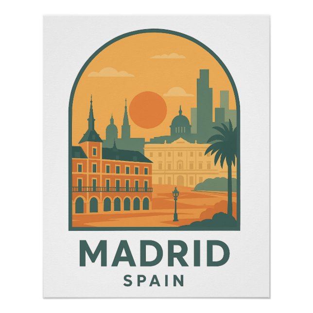 Vintage Madrid Spanien Reise – Retro Stadt Poster (Vorderseite)