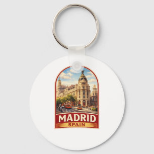 Vintage Madrid Spanien Reiseplakat Stil Design Schlüsselanhänger