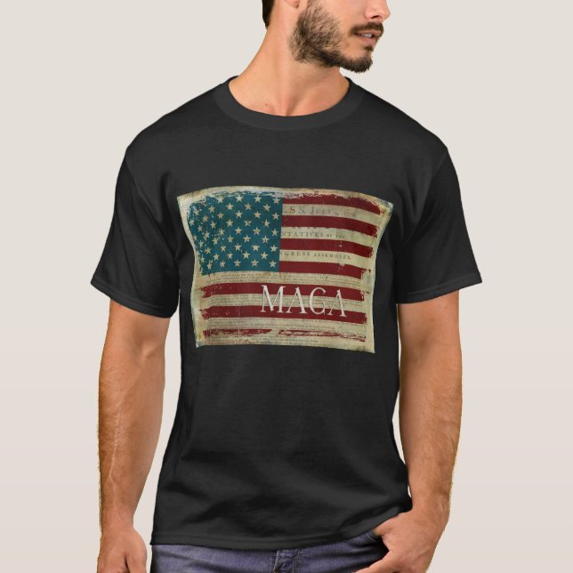 Vintage MAGA-Flag-Unabhängigkeitserklärung T-Shirt (Vorderseite)