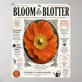 Vintage-Magazincover mit Mohnblume als druckbare W Poster