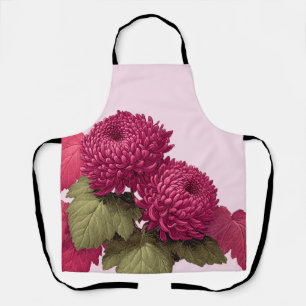 Vintage Magenta Chrysantheme Blumendruck Schürze