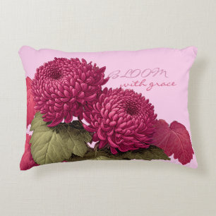 Vintage Magenta Chrysantheme Botanik Dekokissen