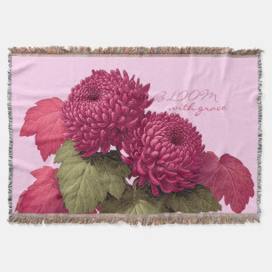Vintage Magenta Chrysanthemum-Blüte Decke