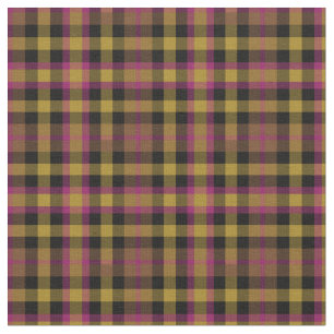 Vintage Magenta, Gold und Schwarz Kariert Stoff