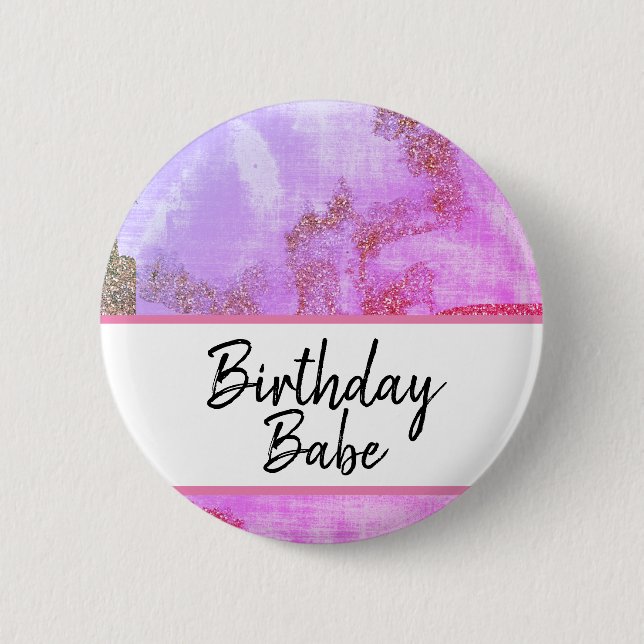 *~* Vintage Magenta Lila Glitter Abgenutzt Button (Vorderseite)