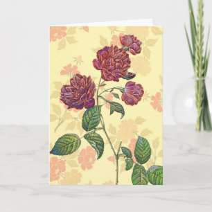 Vintage Magenta Rosen Kunstnotizkarte Karte