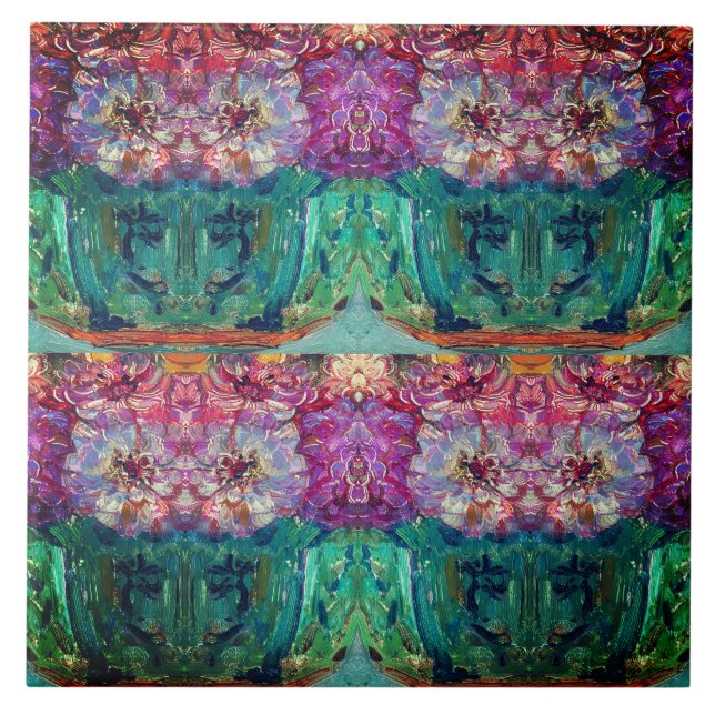 Vintage Magenta Vase Painting Abstract Fliese (Vorderseite)