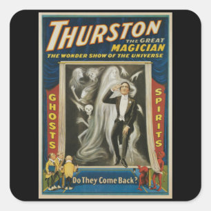 Vintage-Magic-Plakat, Thurston, Der große Magier Quadratischer Aufkleber