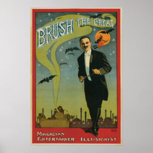Vintage-Magie-Plakat, Brush der große Magier Poster