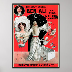 Vintage-Magie-Plakat, der große Original Ben Ali Poster