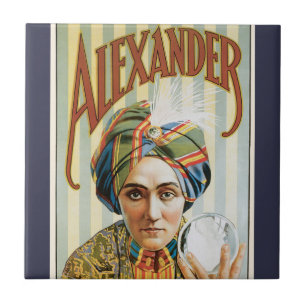 Vintage-Magieposter, Alexander, der Mann, der Besc Fliese