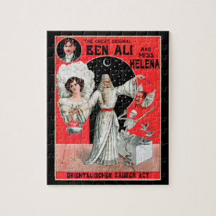 Vintage-Magieposter, der große Original Ben Ali Puzzle