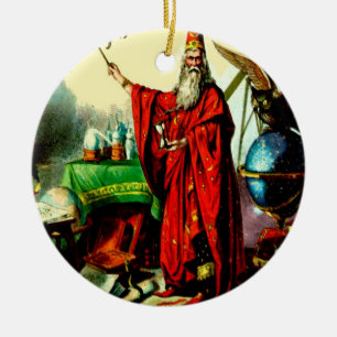 Vintage magische Zauberer-MERLIN-Schicksal Litho Keramik Ornament