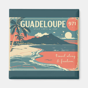 Vintage-Magnet Guadeloupe 971 – Tropischer Strand Magnet