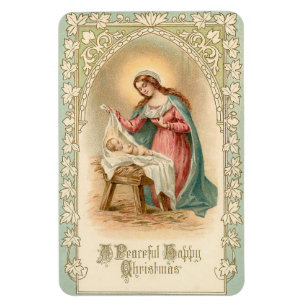Vintage-Magnet mit Maria und Jesus für Weihnachten Magnet