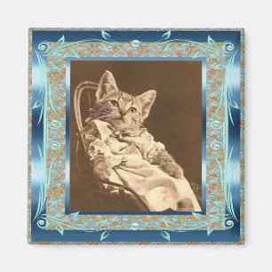 Vintage Magnet Vintage Türkisblaue Katzen