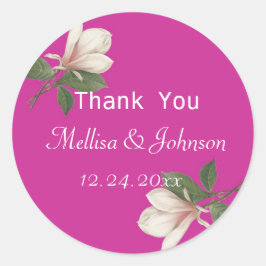 Vintage magnolia rosa Gastgeschenk Hochzeit danke Runder Aufkleber