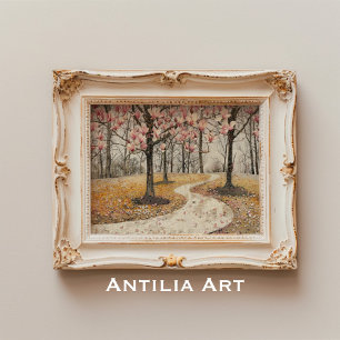 Vintage-Magnolienblüten-Mosaik-Botanischer Park Poster