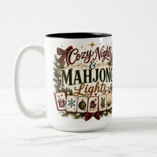 Vintage Mahjong Gemütliche Nacht Zweifarbige Tasse