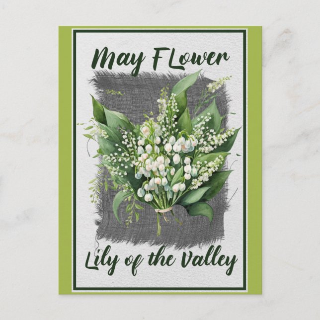 Vintage Mai Blume Lily of the Valley Floral Postkarte (Vorderseite)