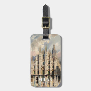 Vintage Mailand Italien Dom Wasserfarbe Kathedrale Gepäckanhänger