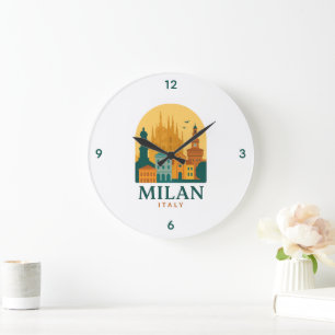 Vintage Mailand Italien Reise Retro Duomo Große Wanduhr