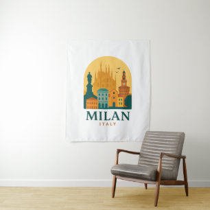 Vintage Mailand Italien Reise Retro Duomo Wandteppich