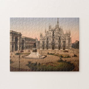 Vintage Mailänder Dom und Piazza, Italien Puzzle