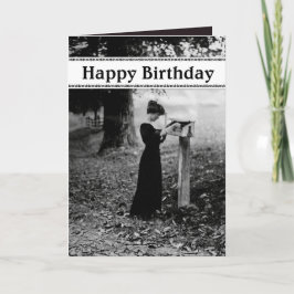 Vintage Mailbox Happy Birthday Black Karte