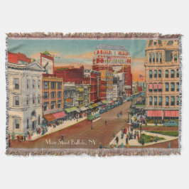 Vintage Main Street in Buffalo Throw Blanket Decke