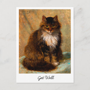 Vintage Maine Coon Katze Fine Art Gute Besserung   Postkarte