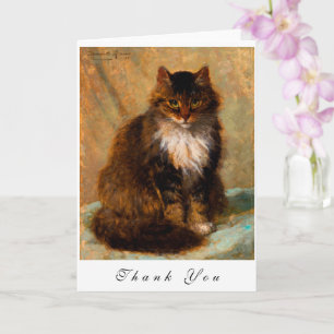 Vintage-Maine-Coon-Katze - Gemaltes Porträt - Dank Karte