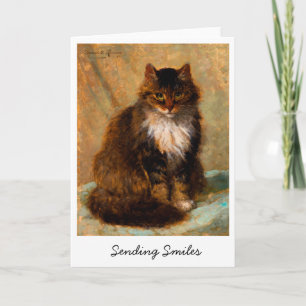 Vintage Maine Coon Katze sendet Lächeln           Karte
