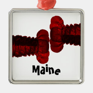 Vintage Maine-Hummer-Schwanz-Verzierung Silbernes Ornament