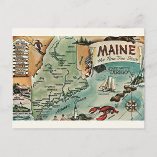 Vintage-Maine-Karte Postkarte