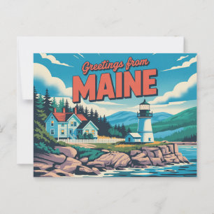 Vintage Maine Postkarte Grüße aus Maine
