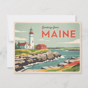 Vintage Maine-Postkarte Grüße aus Maine Postkarte