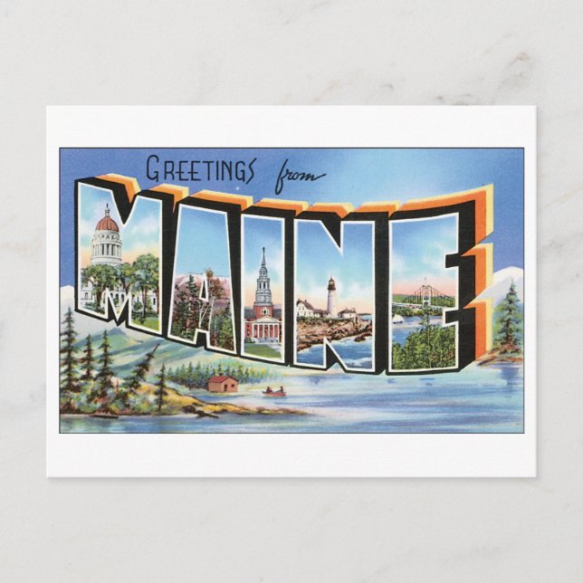 Vintage Maine-Postkarte Postkarte (Vorderseite)