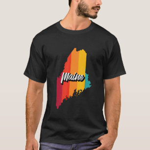 Vintage Maine Retro 70er Streifen Maine Us Staat T-Shirt