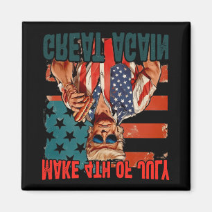 Vintage Make 4th Of July Great Again Lustig Trump  Magnet