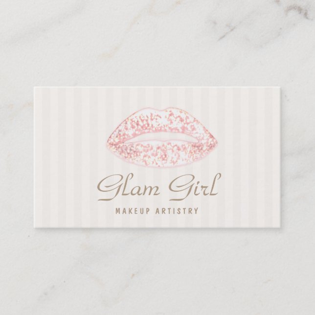 Vintage Makeup Artist Rosa Glitzer Livio Vacchini  Visitenkarte (Vorderseite)